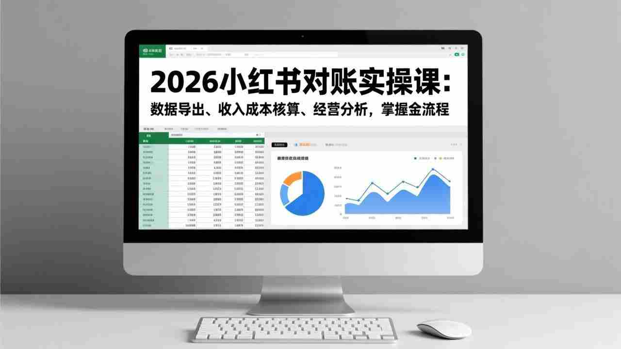 2026小红书对账实操课：数据导出、收入成本核算、经营分析，掌握全流程
