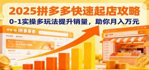 2025拼多多快速起店攻略，0-1实操多玩法提升销量，助你月入万元